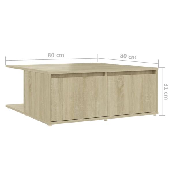 vidaXL Τραπεζάκι Σαλονιού Sonoma Δρυς 80 x 80 x 31 εκ. από Επεξ. Ξύλο