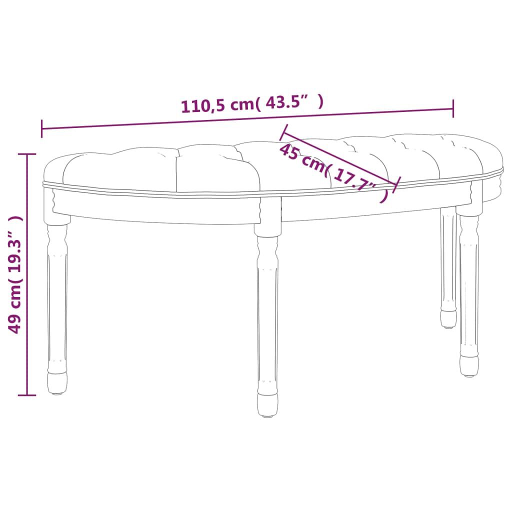 vidaXL Πάγκος Σκούρο Γκρι 110,5 x 45 x 49 εκ. Υφασμάτινος