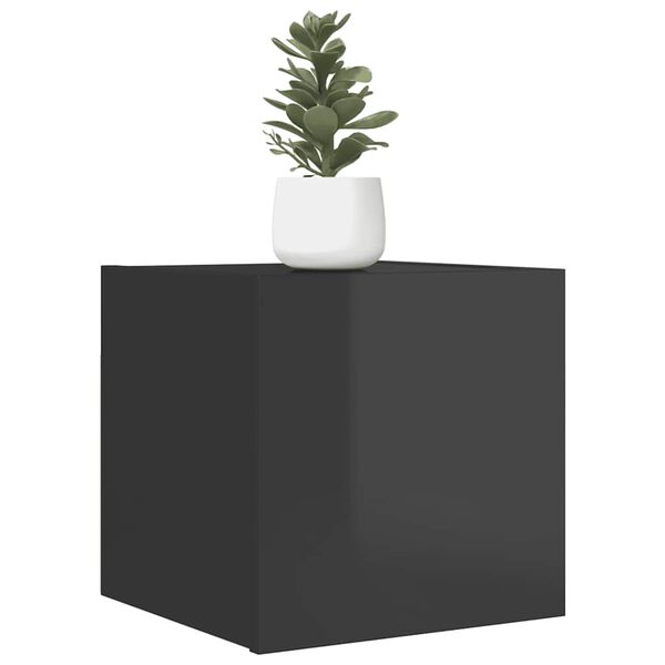 vidaXL Έπιπλο Τηλεόρασης Κρεμαστό Γυαλιστερό Γκρι 30,5 x 30 x 30 εκ.