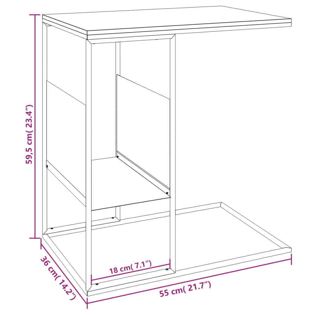 vidaXL Τραπέζι Βοηθητικό Μαύρο 55x36x59,5 εκ. από Επεξεργασμένο Ξύλο