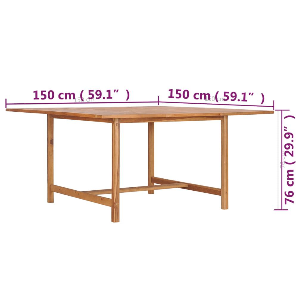 vidaXL Τραπέζι Κήπου 150 x 150 x 76 εκ. από Μασίφ Ξύλο Teak