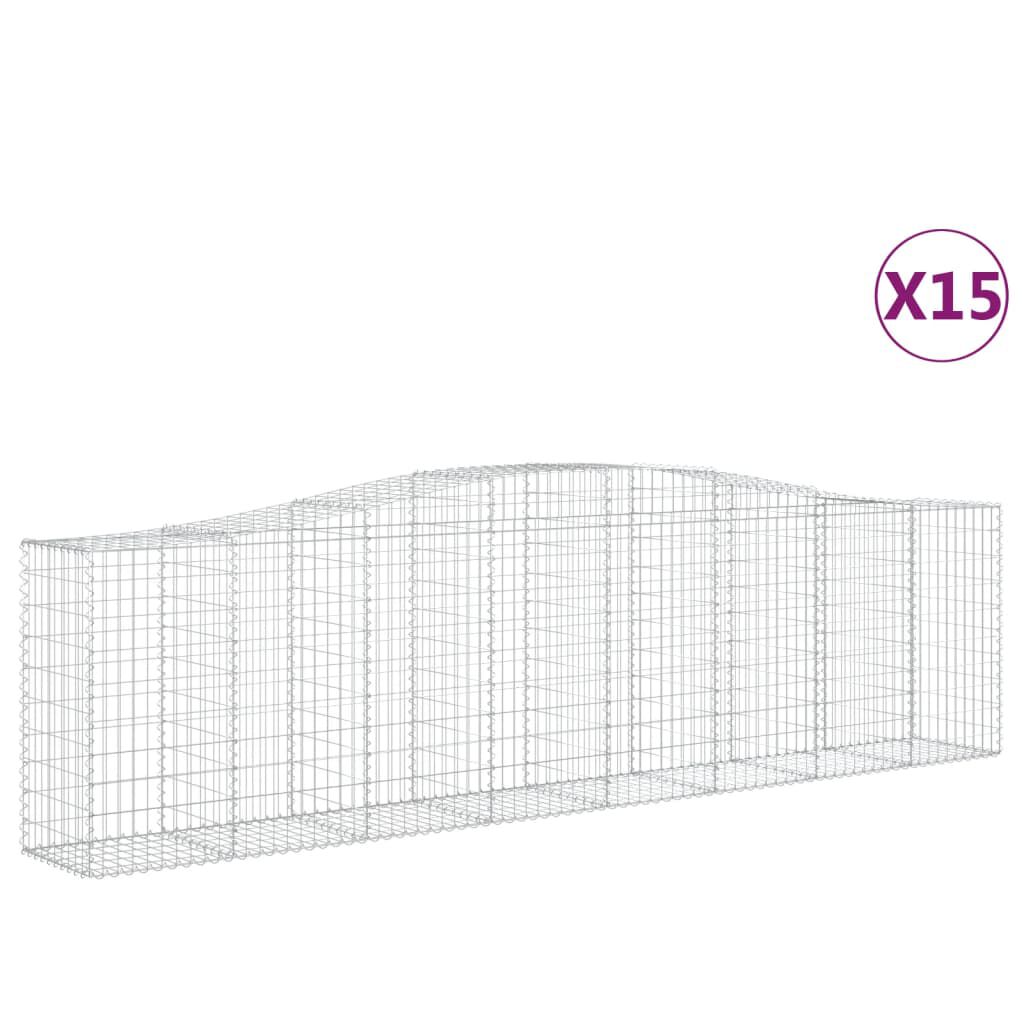 vidaXL Συρματοκιβώτια Τοξωτά 15 τεμ. 400x50x100/120 εκ. Γαλβαν. Ατσάλι