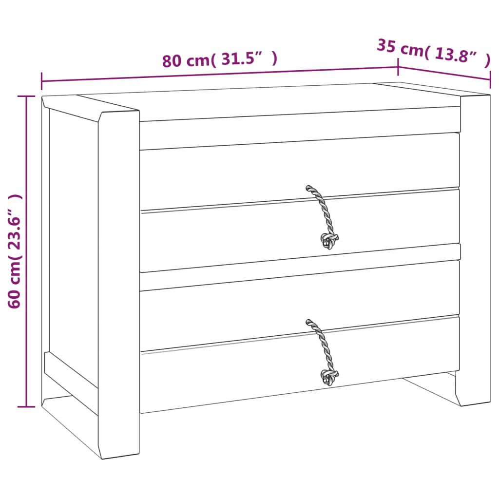 vidaXL Συρταριέρα 80 x 35 x 60 εκ. από Μασίφ Ξύλο teak