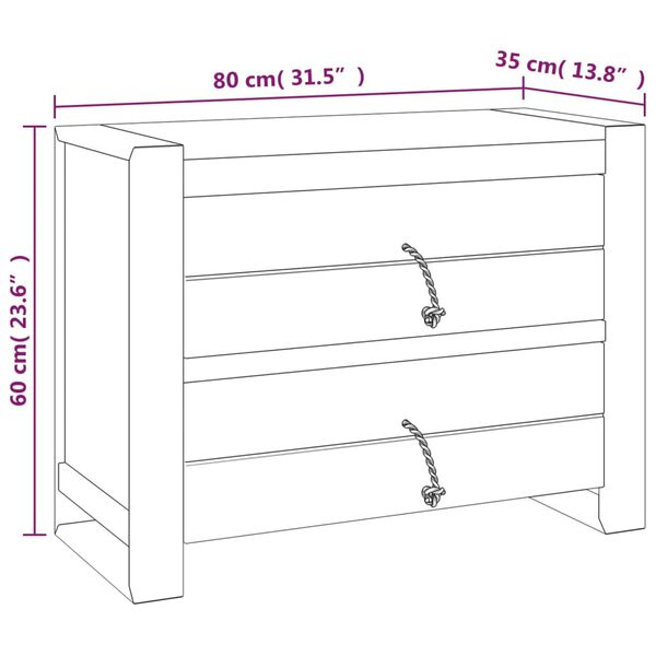vidaXL Συρταριέρα 80 x 35 x 60 εκ. από Μασίφ Ξύλο teak