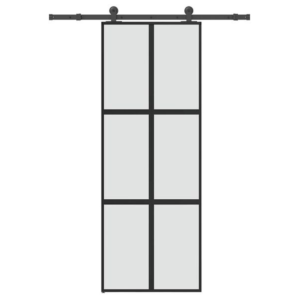 vidaXL Συρόμενη πόρτα με σετ υλικού 76x205 cm από γυαλί&Αλουμίνιο