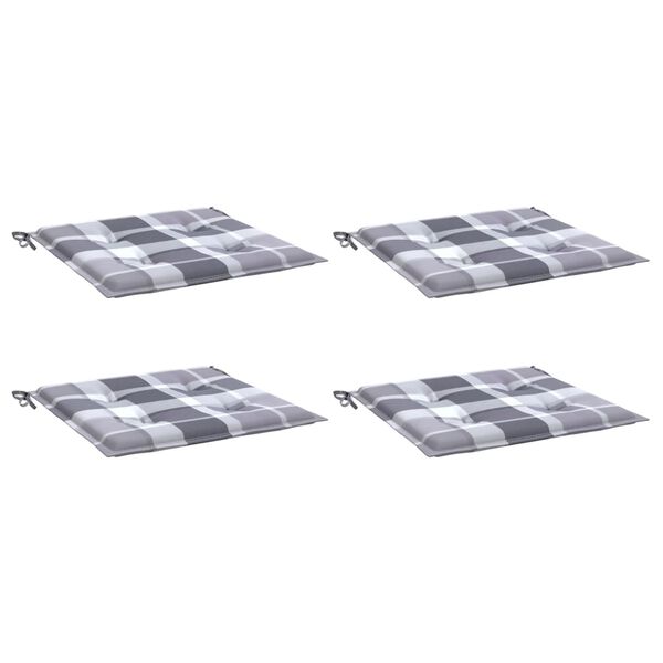 vidaXL Μαξιλάρια Καρέκλας 4τεμ Γκρι Καρό 50x50x3εκ. Ύφασμα Oxford