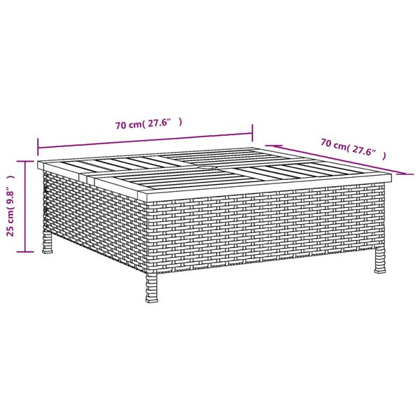 vidaXL Κάλυμμα Βάσης Ομπρέλας Γκρι 70x70x25 εκ. Συνθετικό Ρατάν/Ακακία