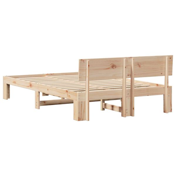 vidaXL Σκελετός Κρεβατιού Καφέ 135 x 190 cm Μασίφ ξύλο πεύκου