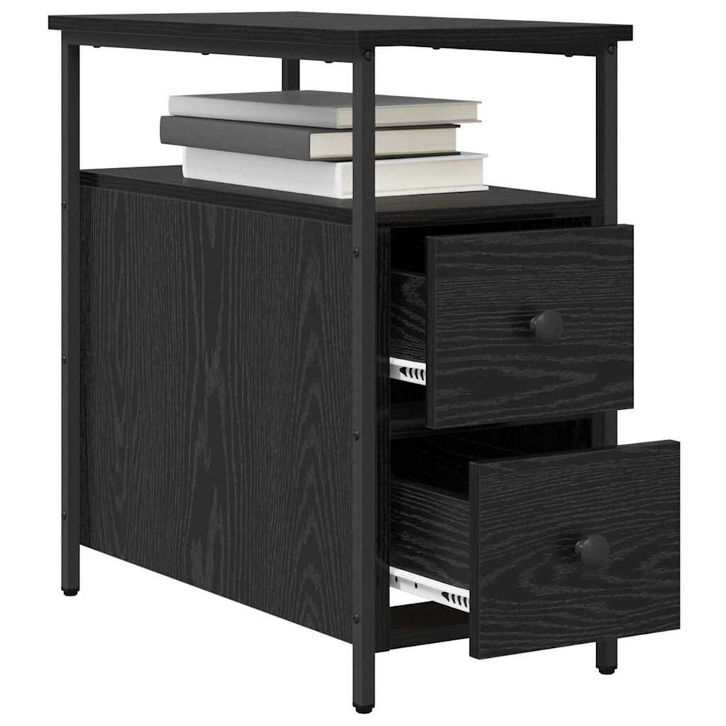vidaXL Κομοδίνο 2 pcs Μαύρη δρυς 30 x 60 x 60 εκ. Επεξεργασμένο ξύλο
