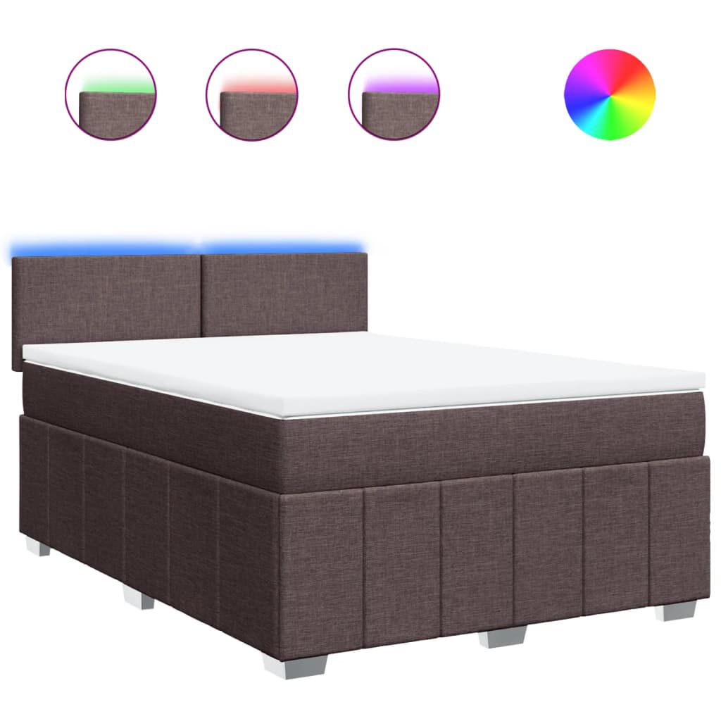 vidaXL Κρεβάτι Boxspring με Στρώμα Σκούρο Καφέ 160x200 εκ Υφασμάτινο