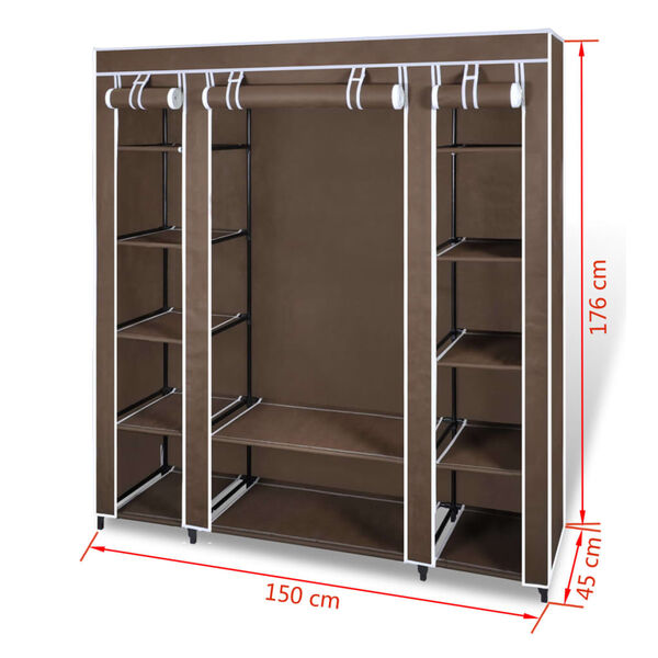 vidaXL Ντουλάπα με Ράφια / Σωλήνες Καφέ 45 x 150 x 176 εκ. Υφασμάτινη