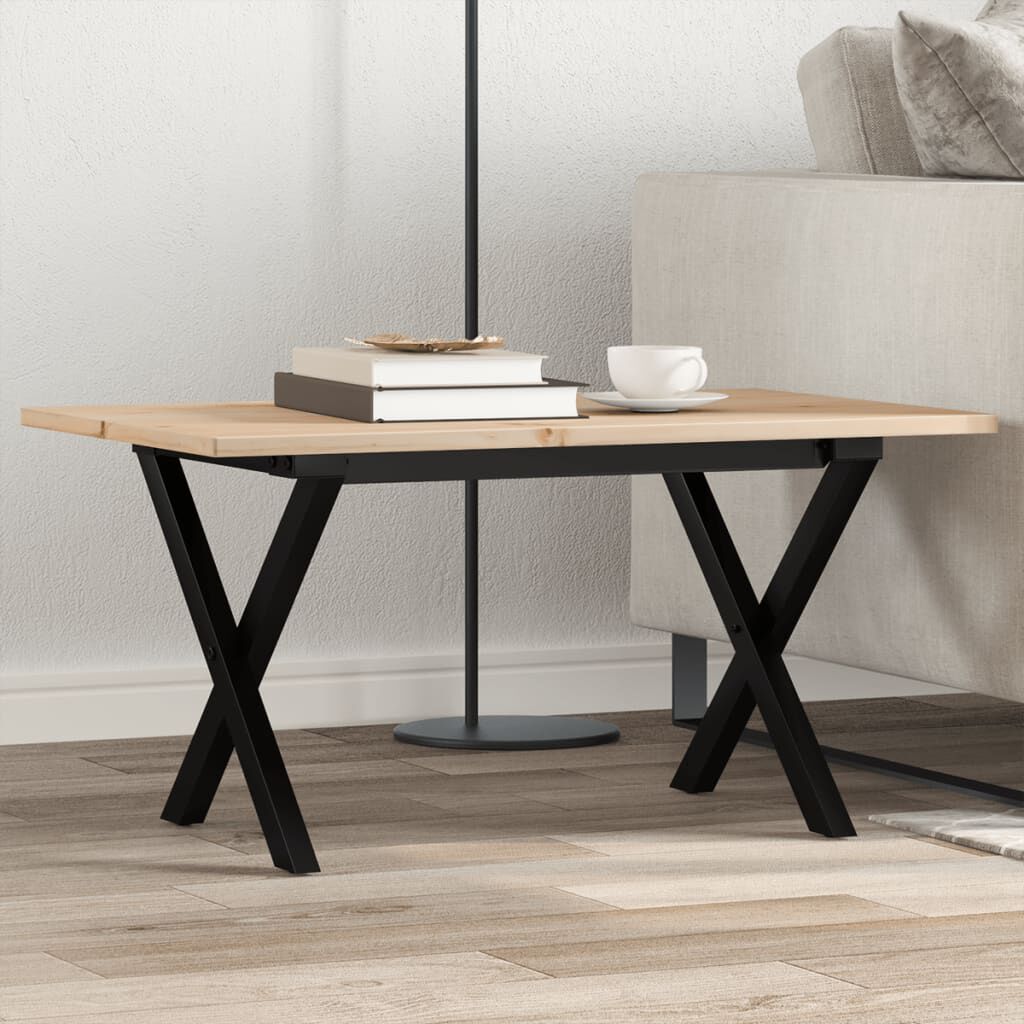 vidaXL Τραπεζάκι Σαλονιού Πλαίσιο X 80x50x40εκ Μασίφ Πεύκο/Ατσάλι