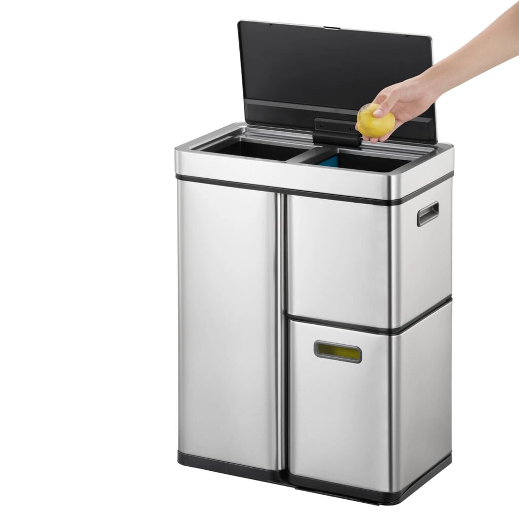 EKO Κάδος με Αισθητήρα Mirage Plus Ματ Ασημί 1x30 Λίτρα + 2x15 Λίτρα