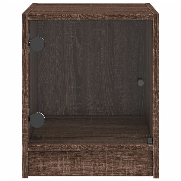vidaXL Κομοδίνο Καφέ Δρυς 35 x 37 x 42 εκ. με Γυάλινη Πόρτα