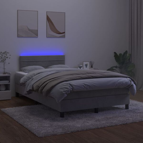vidaXL &Kappa;&rho;&epsilon;&beta;ά&tau;&iota; Boxspring &mu;&epsilon; &Sigma;&tau;&rho;ώ&mu;&alpha; & LED &Alpha;&nu;.&Gamma;&kappa;&rho;&iota; 120x200 &epsilon;&kappa;. &Beta;&epsilon;&lambda;&omicron;ύ&delta;&iota;&nu;&omicron;