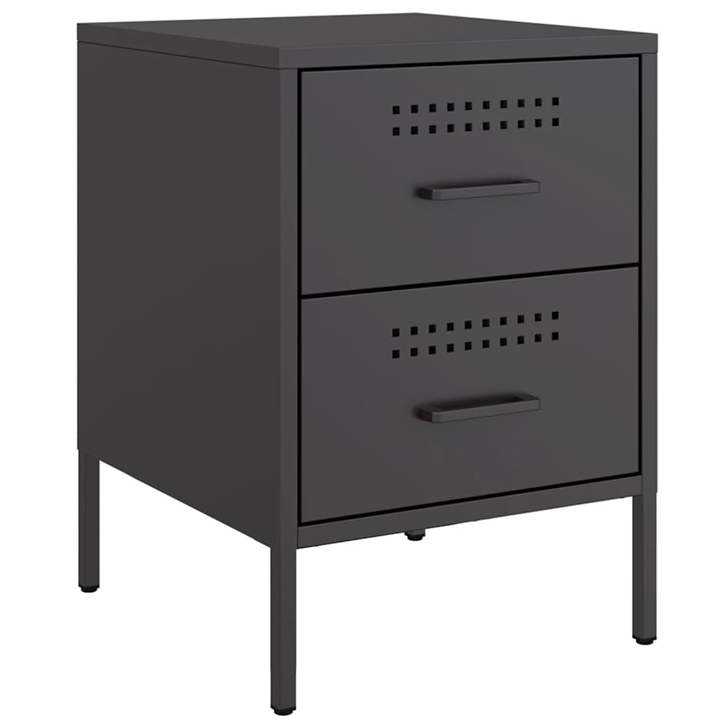 vidaXL Κομοδίνα 2 τεμ. Μαύρα 36x39x50,5 εκ. Χάλυβα