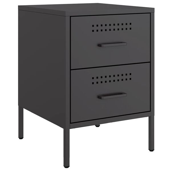 vidaXL Κομοδίνα 2 τεμ. Μαύρα 36x39x50,5 εκ. Χάλυβα