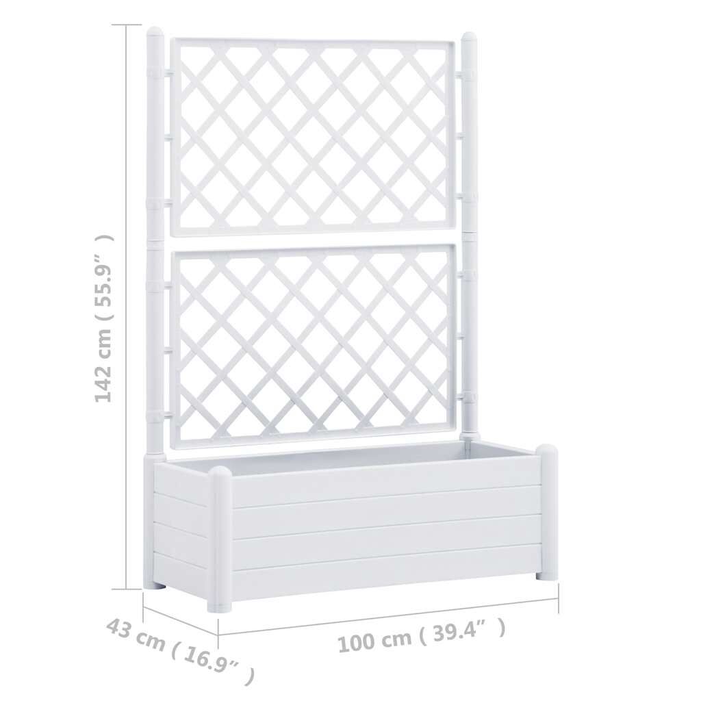 vidaXL Ζαρντινιέρα Κήπου με Καφασωτό Λευκή 100 x 43 x 142 εκ. από PP
