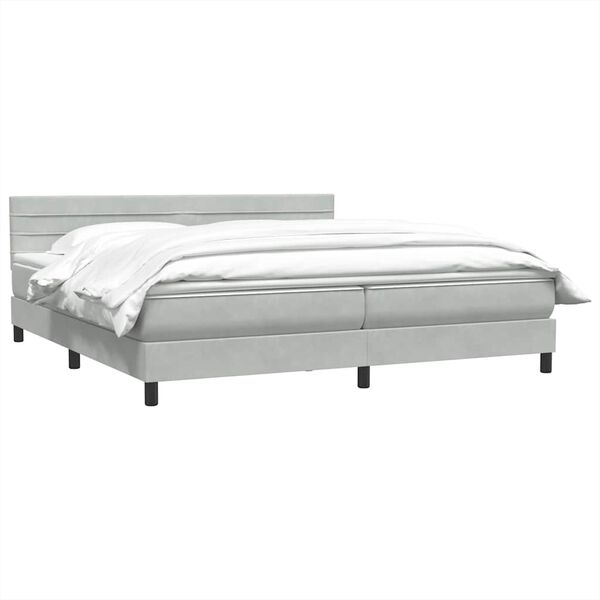 vidaXL Box Spring κρεβάτι με στρώμα ανοιχτό γκρι 180x220 cm Βελούδινο
