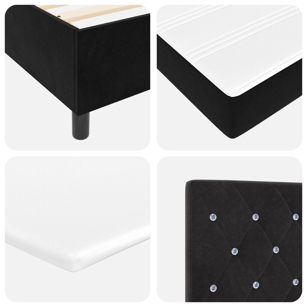 vidaXL Κρεβάτι Box Spring με Στρώμα & LED Μαύρο 100x200 εκ. Βελούδο