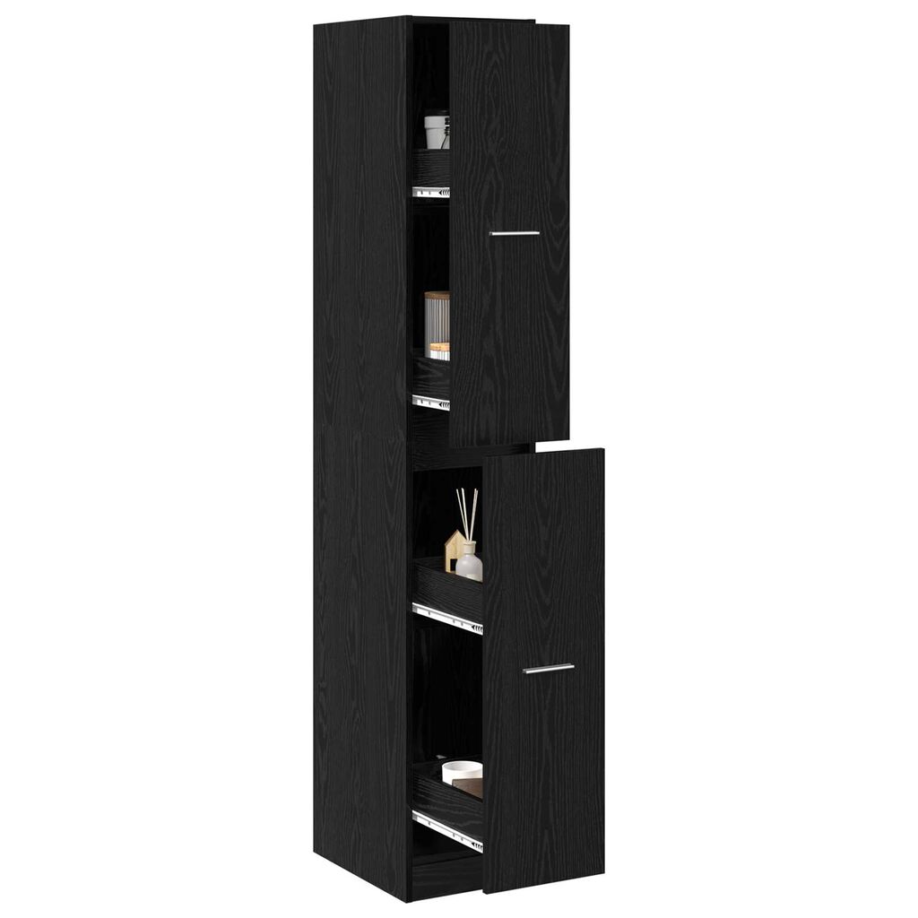 vidaXL Ντουλάπι Αποθήκης Μαύρης Δρυός 30x41x174.5 εκ. Κατασκευασμένο Ξύλο