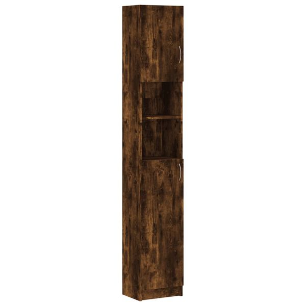 vidaXL Ντουλάπι Μπάνιου Καπνιστή Δρυς 32x25,5x190 εκ. Επεξεργ. Ξύλο