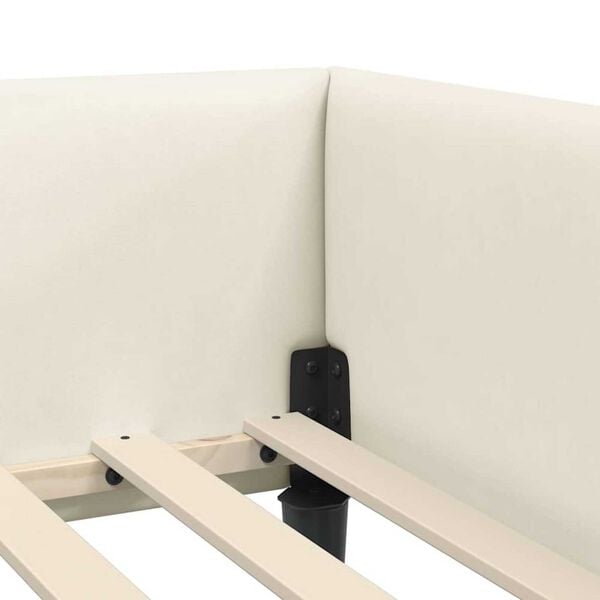 vidaXL Πλαϊνό Κρεβάτι Κρεμ 90 x 190 cm Βελούδο και Στιβαρή ξυλεία