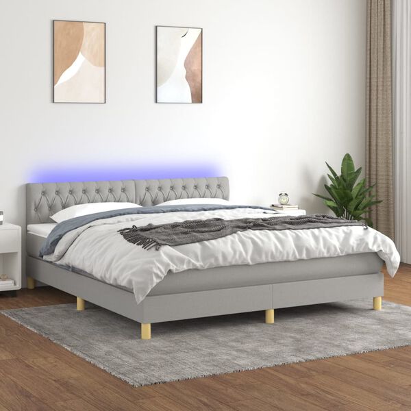 vidaXL &Kappa;&rho;&epsilon;&beta;ά&tau;&iota; Boxspring &mu;&epsilon; &Sigma;&tau;&rho;ώ&mu;&alpha; & LED &Alpha;&nu;.&Gamma;&kappa;&rho;&iota; 160x200 &epsilon;&kappa; &Upsilon;&phi;&alpha;&sigma;&mu;ά&tau;&iota;&nu;&omicron;