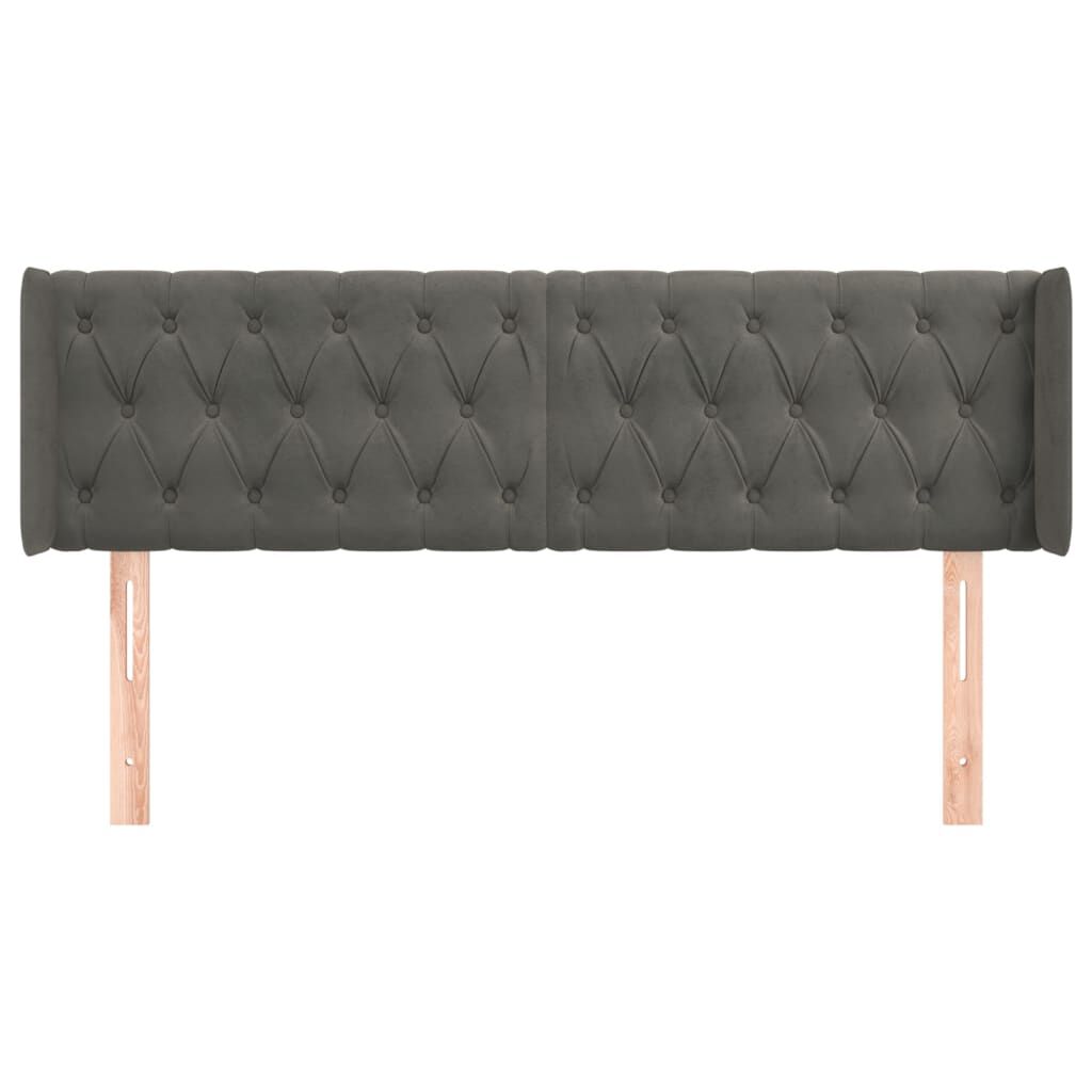 vidaXL Κεφαλάρι με Πτερύγια Σκούρο Γκρι 163x16x78/88 εκ. Βελούδινο