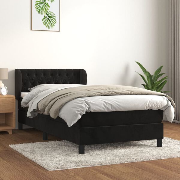 vidaXL &Kappa;&rho;&epsilon;&beta;ά&tau;&iota; Boxspring &mu;&epsilon; &Sigma;&tau;&rho;ώ&mu;&alpha; &Mu;&alpha;ύ&rho;&omicron; 90x200 &epsilon;&kappa;. &Beta;&epsilon;&lambda;&omicron;ύ&delta;&iota;&nu;&omicron;