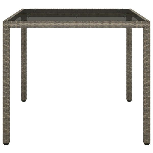 vidaXL Τραπέζι Κήπου για Φαγητό Γκρι 90 x 90 x 75 cm Πολυ ράταν
