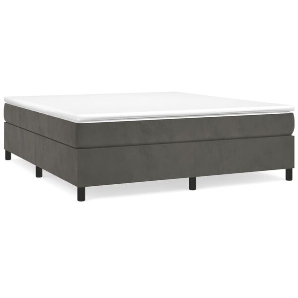 vidaXL Κρεβάτι Boxspring με Στρώμα Σκούρο Γκρι 160x200 εκ. Βελούδινο