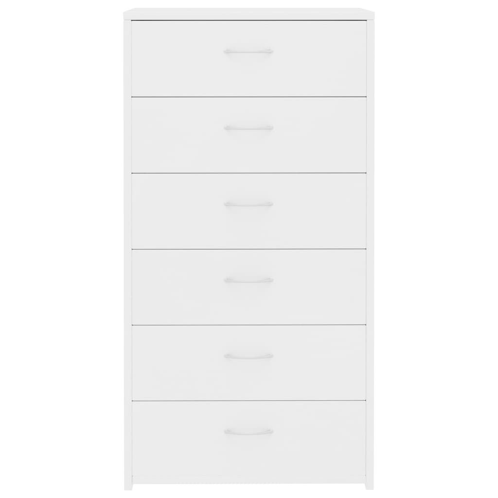 vidaXL Συρταριέρα με 6 Συρτάρια Λευκή 50 x 34 x 96 εκ. από Επεξ. Ξύλο