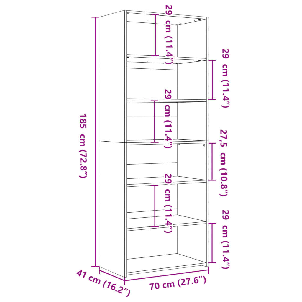 vidaXL Ντουλάπι Μαύρη 70x41x185 εκ. από Επεξεργασμένο Ξύλο