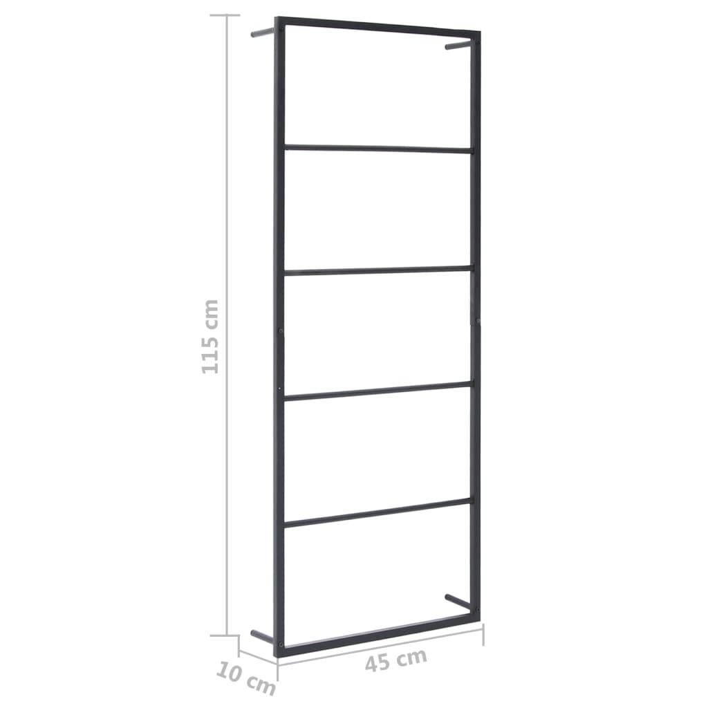 vidaXL Βάση για Πετσέτες Επιτοίχια Μαύρη 45 x 10 x 115 εκ. Ατσάλινη