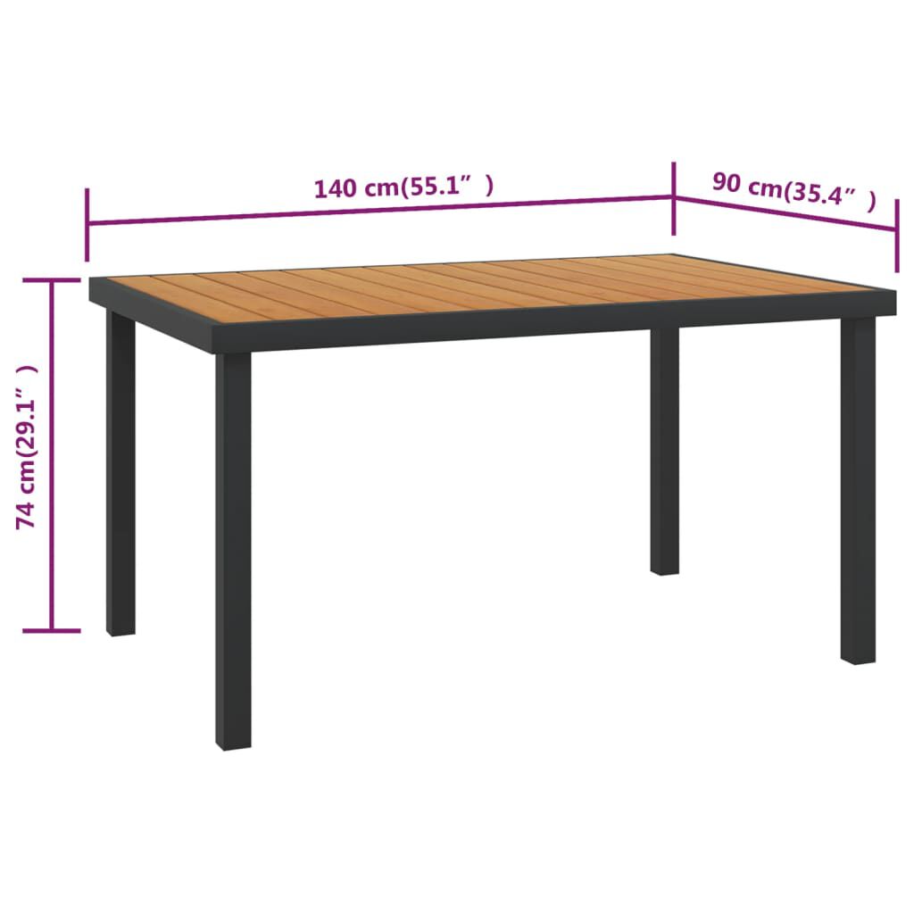 vidaXL Τραπέζι Κήπου Καφέ 140 x 90 x 74 εκ. από Αλουμίνιο και WPC