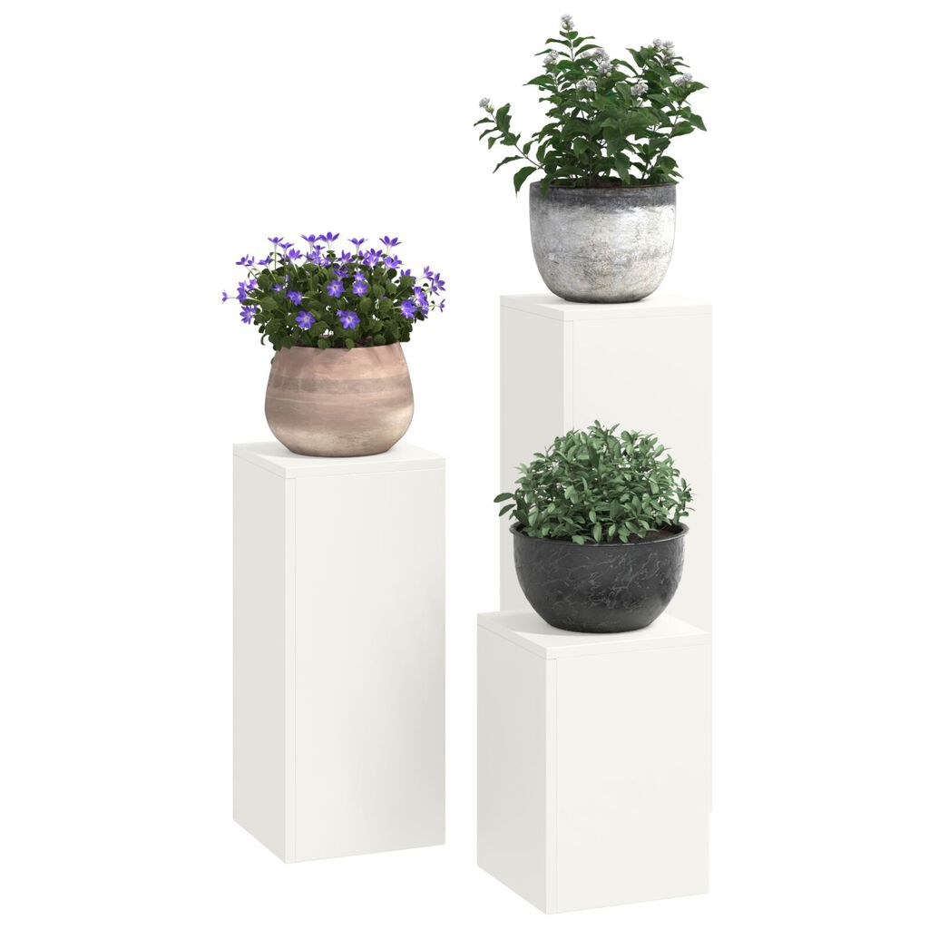 VidaXL Εξωτερικές βάσεις φυτών Pillar 3 pcs Λευκό Ατσάλι