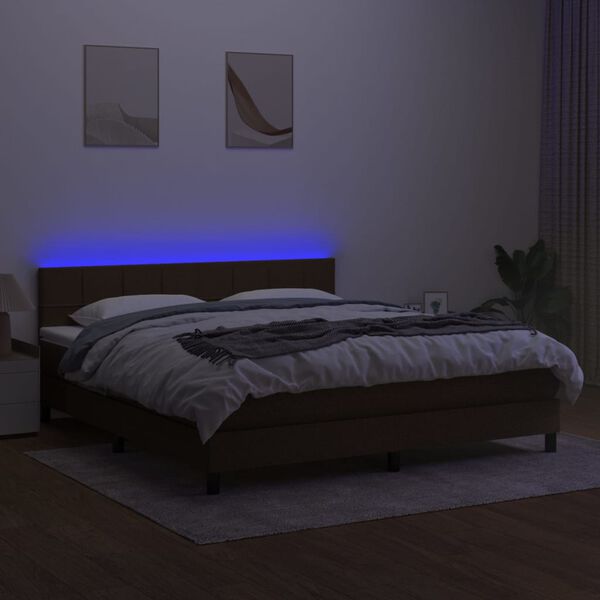 vidaXL &Kappa;&rho;&epsilon;&beta;ά&tau;&iota; Boxspring &mu;&epsilon; &Sigma;&tau;&rho;ώ&mu;&alpha; & LED &Sigma;&kappa;.&Kappa;&alpha;&phi;έ 180x200&epsilon;&kappa;. &Upsilon;&phi;&alpha;&sigma;&mu;ά&tau;&iota;&nu;&omicron;