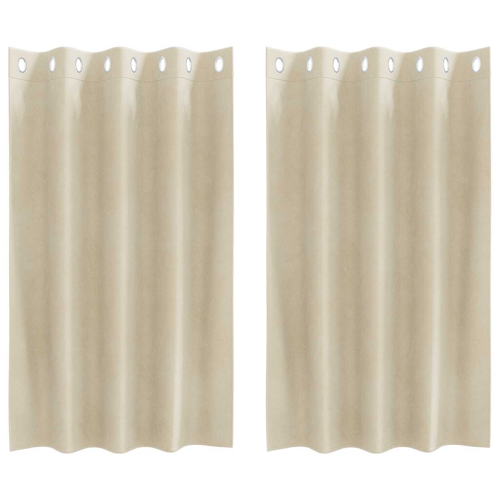 vidaXL Κουρτίνες με κουρτίνες 2 pcs Κρεμ 140 x 140 cm Βελούδο