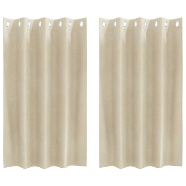 vidaXL Κουρτίνες με κουρτίνες 2 pcs Κρεμ 140 x 140 cm Βελούδο