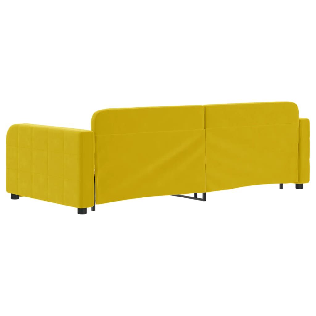 vidaXL Καναπές Κρεβάτι Συρόμενος Κίτρινο 90x200εκ. Βελούδινος Συρτάρια