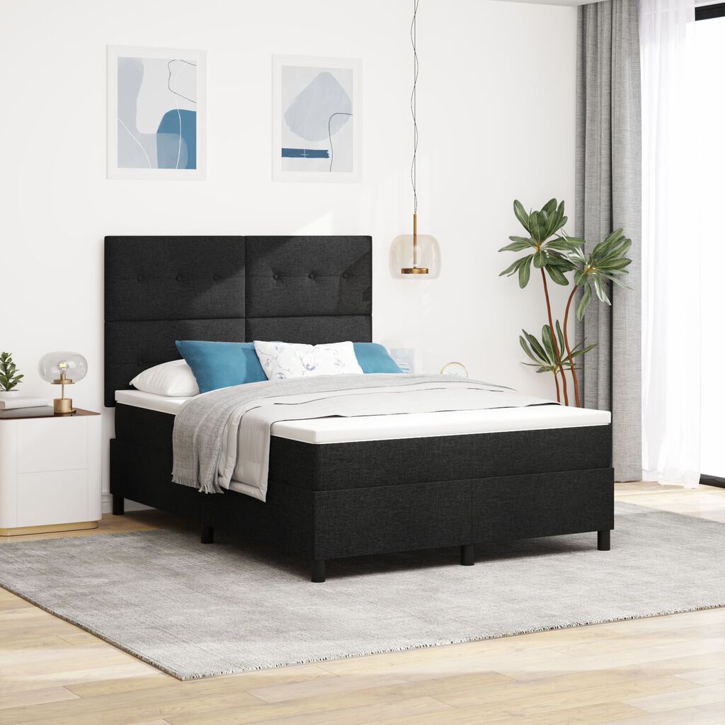 vidaXL Κρεβάτι με Ελατήριο και Στρώμα & LED Μαύρο 160x200 εκ. Ύφασμα