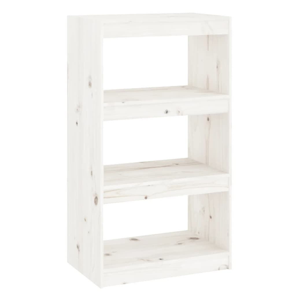 vidaXL Βιβλιοθήκη/Διαχωριστικό Χώρου Λευκή 60x30x103,5 εκ Μασίφ Πεύκο
