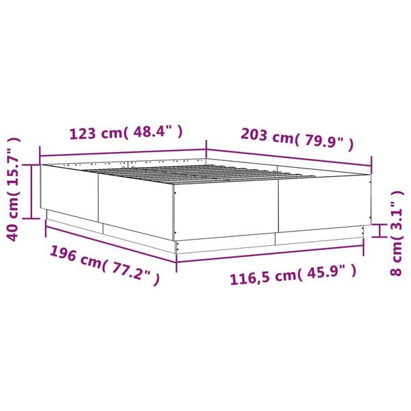 vidaXL Πλαίσιο Κρεβατιού με Φώτα LED Sonoma Δρυς 120x200εκ. Επεξ. Ξύλο