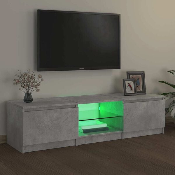 vidaXL Έπιπλο Τηλεόρασης με LED Γκρι Σκυροδέματος 140x40x36 εκ.