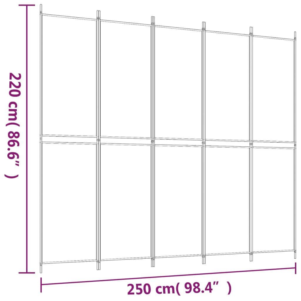 vidaXL Διαχωριστικό Δωματίου με 5 Πάνελ Καφέ 250x220 εκ. από Ύφασμα