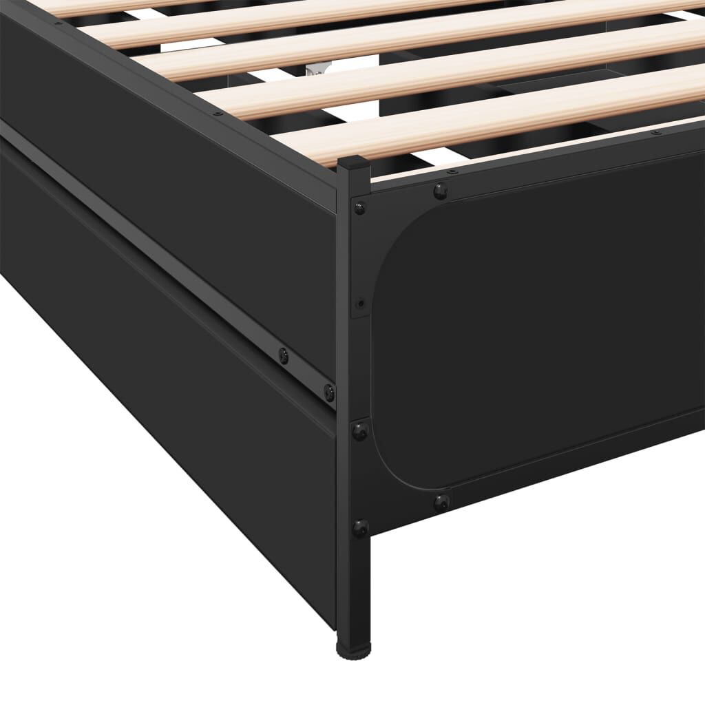 vidaXL Πλαίσιο Κρεβατιού με Συρτάρια Μαύρο 100x200 εκ Επεξεργ. Ξύλο