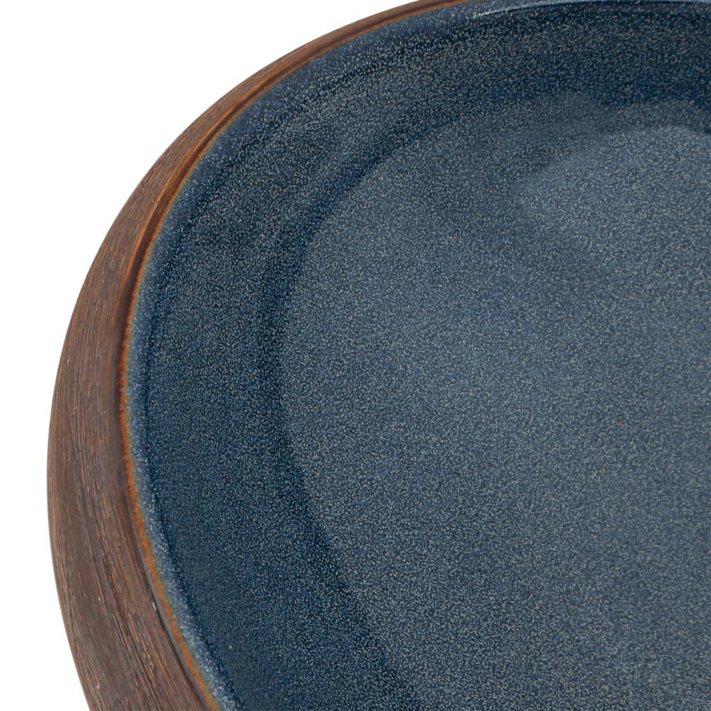 vidaXL Νιπτήρας Οβάλ Καφέ και Μπλε 59 x 40 x 15 εκ. Κεραμικός