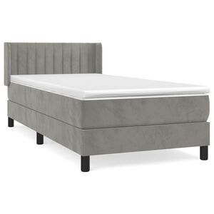 vidaXL Κρεβάτι Boxspring με Στρώμα Ανοιχτό Γκρι 80x200 εκ. Βελούδινο