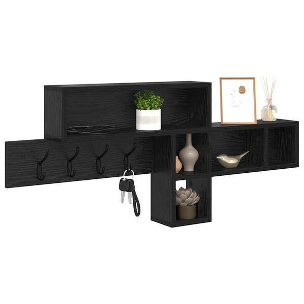 vidaXL Τοίχου Κρεμάστρα με ράφι Μαύρη δρυς 100 x 12 x 43.5 εκ
